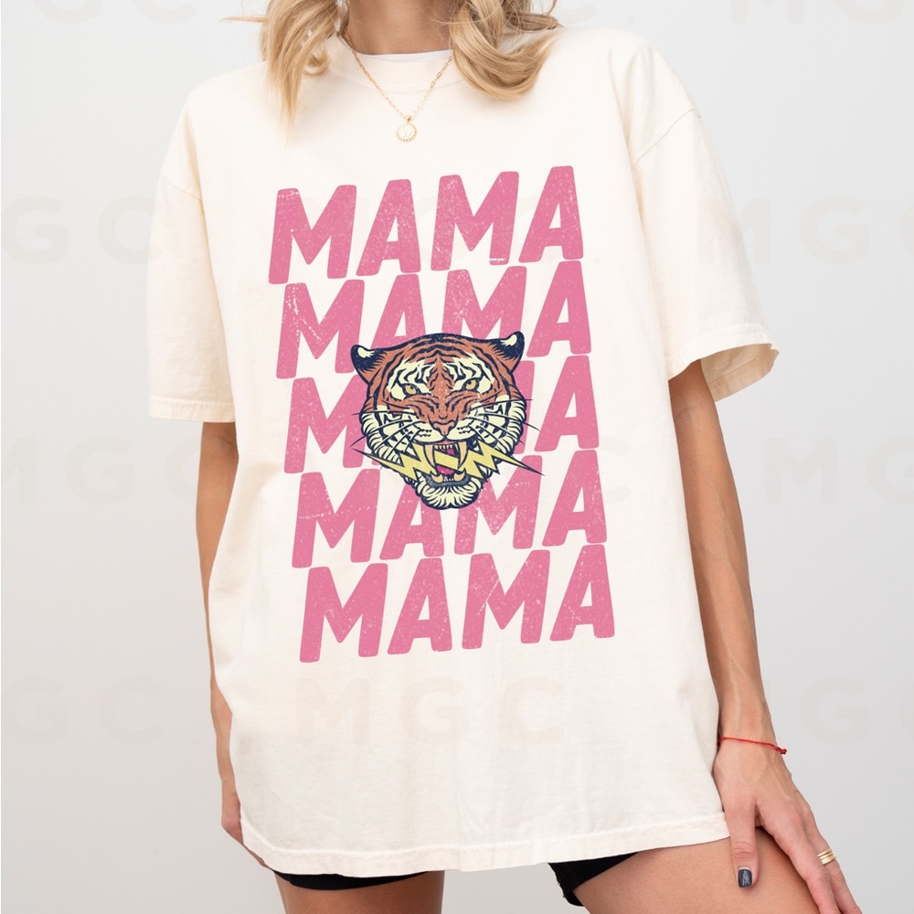 Comfort Colors Mama Tiger Retro Distressed Graphic Tee